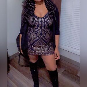 Reign Black Dress with Gold Sequin Design